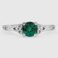 18k White Gold Entwined Celtic Love Knot Ring In 2020 Emerald Wedding Rings Set Love Knot Ring Emerald Wedding Rings