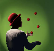Juggler in Silhouette. Digital painting by Pat Stern. March 27,2020