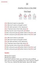 Pink Floyd Another Brick In The Wall Part 2 Lyrics 32 Another Brick In The Wall Pink Floyd Ukelele Chords Songs Ukelele Songs Ukulele Chords Songs
