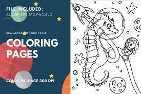 Download Space Sea Horse Coloring Page Graphic By Stanosh Creative Fabrica PSD Mockup Templates