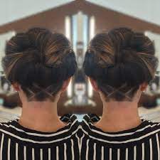 Undercut And Updo On Brunette With Balayage Undercut Long Hair Balayage Brunette Undercut Hairstyles