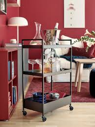 Nissafors Utility Cart Black Ikea Furniture For Small Spaces Small Space Storage Home Bar Decor