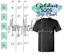 gildan g500b size chart t shirt mockup flat lay etsy