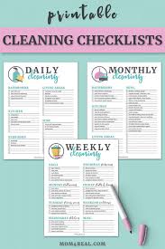 Printable Cleaning Checklists For Daily Weekly And Monthly