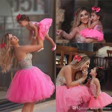 Pink Mother Daughter Matching Dresses Mother Daughter Dress Mother Daughter Fashion Pink Prom Dresses Short