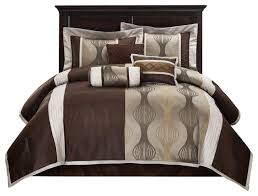 Its construction ensures weight is evenly distributed for a deeper, more restful sleep. Kath 7 Piece Comforter Set Brown Contemporary Comforters And Comforter Sets By Nanshing America