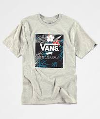 Vans Boys Print Floral Box Heather Grey T Shirt