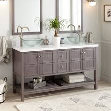 60 Everett Double Vessel Sink Double Console Vanity Ash Gray Bathroom Vanities Bathroom Bathroom Vanity Semi Recessed Sink Double Vanity