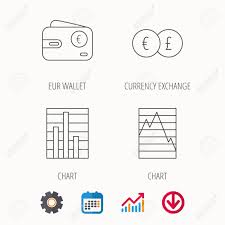 Currency Exchange Chart And Euro Wallet Icons Statistics Graph