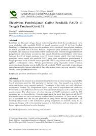2 pengertian kurikulum (pasal 1 uu no. Pdf Efektivitas Pembelajaran Online Pendidik Paud Di Tengah Pandemi Covid 19