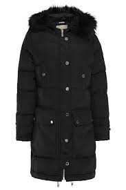 Faux Fur Trimmed Quilted Shell Hooded Down Coat