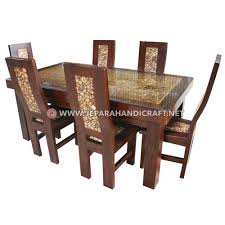 Dengan material kayu jati tua solid yang akan menjadikan furniture meja makan anda semakin. Jual Set Meja Makan Minimalis Koin Jati 6 Kursi Terbaru