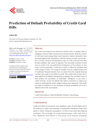 Get a secured credit card. Pdf Prediction Of Default Probability Of Credit Card Bills