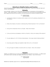 Here, we'll do practice problems with molarity, calculating the moles and liters to find the molar concentration. Molarity And Molality Practice Problems Molar Concentration Solution