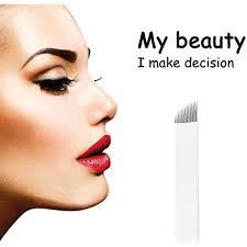 Atomus 50Pcs Microblading Needles Permanent Makeup Manual Eyebrow Blades 12  14 White (14pin)