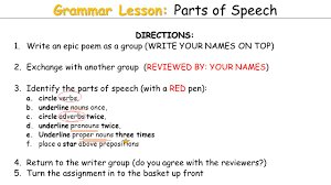 I love it when i can tie grammar lessons into real writing. Grammar Parts Of Speech Today Grammar Parts Of Speech Finish The Lottery Elements Of Fiction Ppt Download