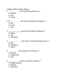 Kata tanya online worksheet for tahun 3. Latihan Tahun 2 Kata Tanya