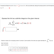 Solved Evaluate The Riemann Sum For F X 3 1 2 X 2 L Chegg Com