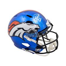 John elway played sixteen years for the denver broncos and helped lead them to. Peyton Manning Autographed Denver Broncos Chrome Replica Full Size Football Helmet Fanatics Steel City Collectibles
