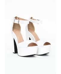 Wedding shoes for the bride don't always feel as great as they look: Missguided Alana Platform Block Heels In White Lyst