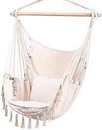 Living room, bedroom, dining room, patio Amazon Com Y Stop Hammock Chair Hanging Rope Swing Max 330 Lbs 2 Cushions Included Large Macrame Hanging Ch Macrame Hanging Chair Hanging Chair Hammock Chair