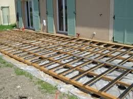 Poser Ma Structure De Terrasse Bois Sur Geotextile Terrasse Bois Terrasse Faite Maison Terrasse Jardin Bois