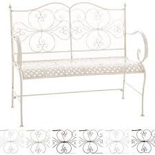 Clp 2er Garten Bank Anno V2 Mit Armlehne Im Landhausstil Metall Sitzbank Eisen Lackiert Grazile Form Stilvolle Verzierungen Antik Creme