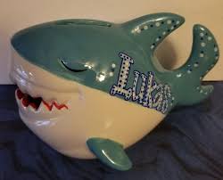 Personalized Piggy Bank Shark Piggy Bank Personalized Etsy