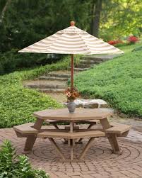 52 Poly Octagon Table With Attached Benches Octagon Picnic Table Picnic Table Octagon Table