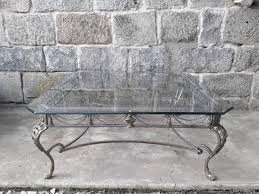 It is made of white fiber glass with #table top is of transparent modern glass coffee table sets with storage for living room. Large Wrought Iron Coffee Table With Glass Top 1950s For Sale At Pamono