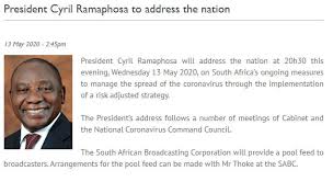 His spokesperson tyron seale confirmed on monday that the. President Cyril Ramaphosa To Address The Nation Tonight