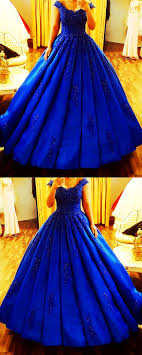 Vintage Royal Blue Satin Ball Gowns Wedding Dresses Lace Cap Sleeves Vestido Debutante Azul Vestidos De 15anos Azul Vestido Azul
