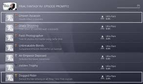 Complete one of the following: Ffxv Episode Prompto Trophies Achievements List