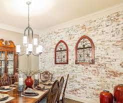 Consistent color for an updated appearance Textured Modernity 20 Dining Rooms With White Brick Walls
