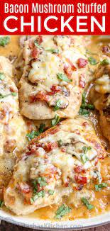 Recipe For Bacon Mushroom Stuffed Chicken The Stuffed Chicken Recipe Is Amazing With The Hom Bacon Stuffed Mushrooms Chicken Recipes Different Chicken Recipes
