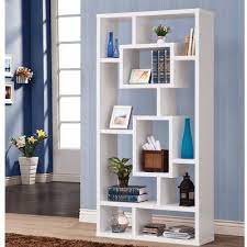 Hashtag Home Safi 70 75 H X 35 5 W Geometric Bookcase In 2021 White Bookcase White Bookshelves Modern Bookcase