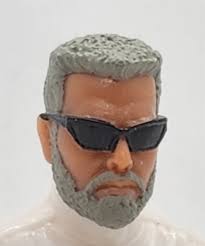 Male Head: "MATT" TAN Skin Tone with GRAY BEARD & Sunglasses- 1:18 Scale  MTF Accessory for 3-3/4" Action Figures