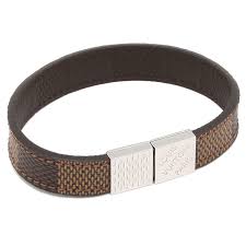 Louis Vuitton Bracelet Accessories Men Louis Vuitton M6050 Brown Silver