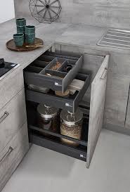 Nolte Interliving Kuche Mit Theke In Beton Intelligente Schubladenelemente Sorgen Fur Ordnung Und Ubersichtlichkei Kuche Mit Theke Kuchendesign Kuchen Design