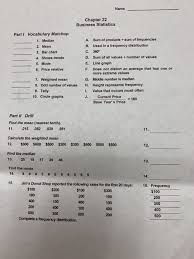 Solved Name Chapter 22 Business Statistics Vocabulary Mat