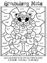 The boys solve the multiplication problems and then get to coloring. Freebie Groundhog Day Multiplication Mosaic Fun Math Coloring Worksheets Math Coloring Fun Math Worksheets