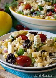 Tossed in a tangy vinaigrette & filled with veggies, it's a sure cookout hit. Mediterranean Pasta Salad A Family Feast