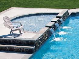 Latham Pool Fiberglass Tanning Ledge Semi Circle Option With Cascades Swimming Pools Backyard Inground Pool Tanning Tanning Ledge Pool