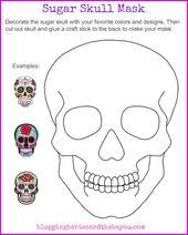 Bilingual Dia De Los Muertos Day Of The Dead Printable Children S Educational Learning Activtiy Skull Crafts Sugar Skull Crafts Day Of The Dead Mask
