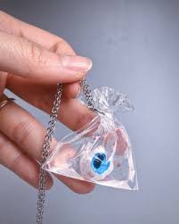 Creepy Eyeball Plastic Bag Resin Necklace Earring Human Eye Realistic Prosthetic Eyes Jewelry Cabinet Curiosities Anatom Eye Jewelry Weird Jewelry Star Jewelry