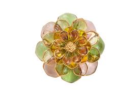 green flower brooch