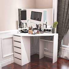 Psychologists say that the angle creates psychological. Buy Corner Dressing Table Makeup Desk With Three Fold Mirror And 5 Drawers Wooden Bedroom Vanity Table White Online In Turkey B089jy5rkq