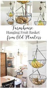 do you love to up cycle thrift store items this one is awesome and so easy hanging fruit baskets rustic dining furniture makeover diy fake vines spotlight