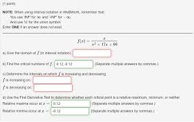 Domain and range in interval notation. Solved 1 Point Note When Using Interval Notation In We Chegg Com