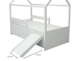 Cama UP 2 em 1 com cama auxiliar e escorregador branco  Lilibee